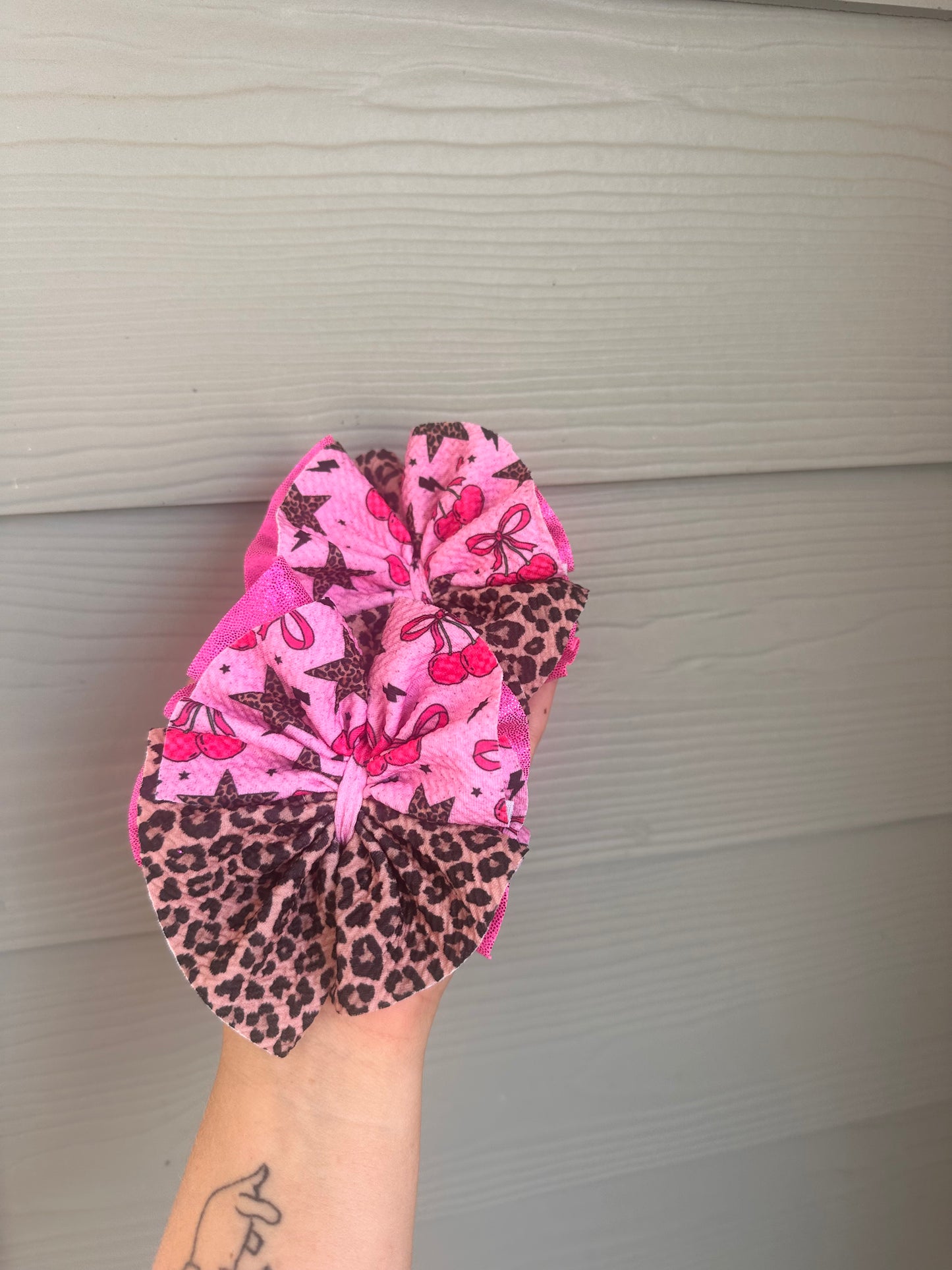 Cherries & Stars Mixed with Leopard and Hot Pink Shimmer