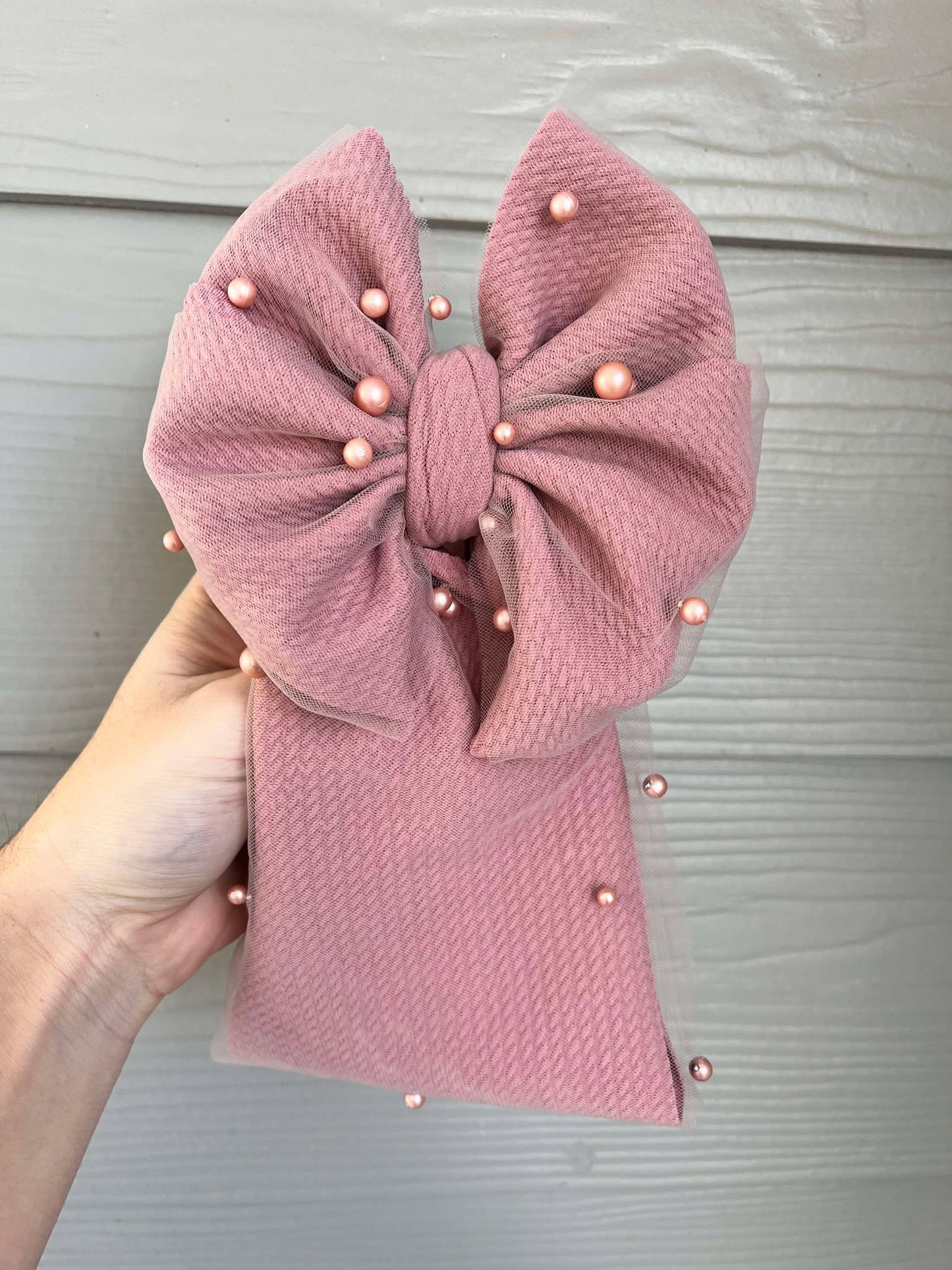 Rose Gold Pearl Mesh