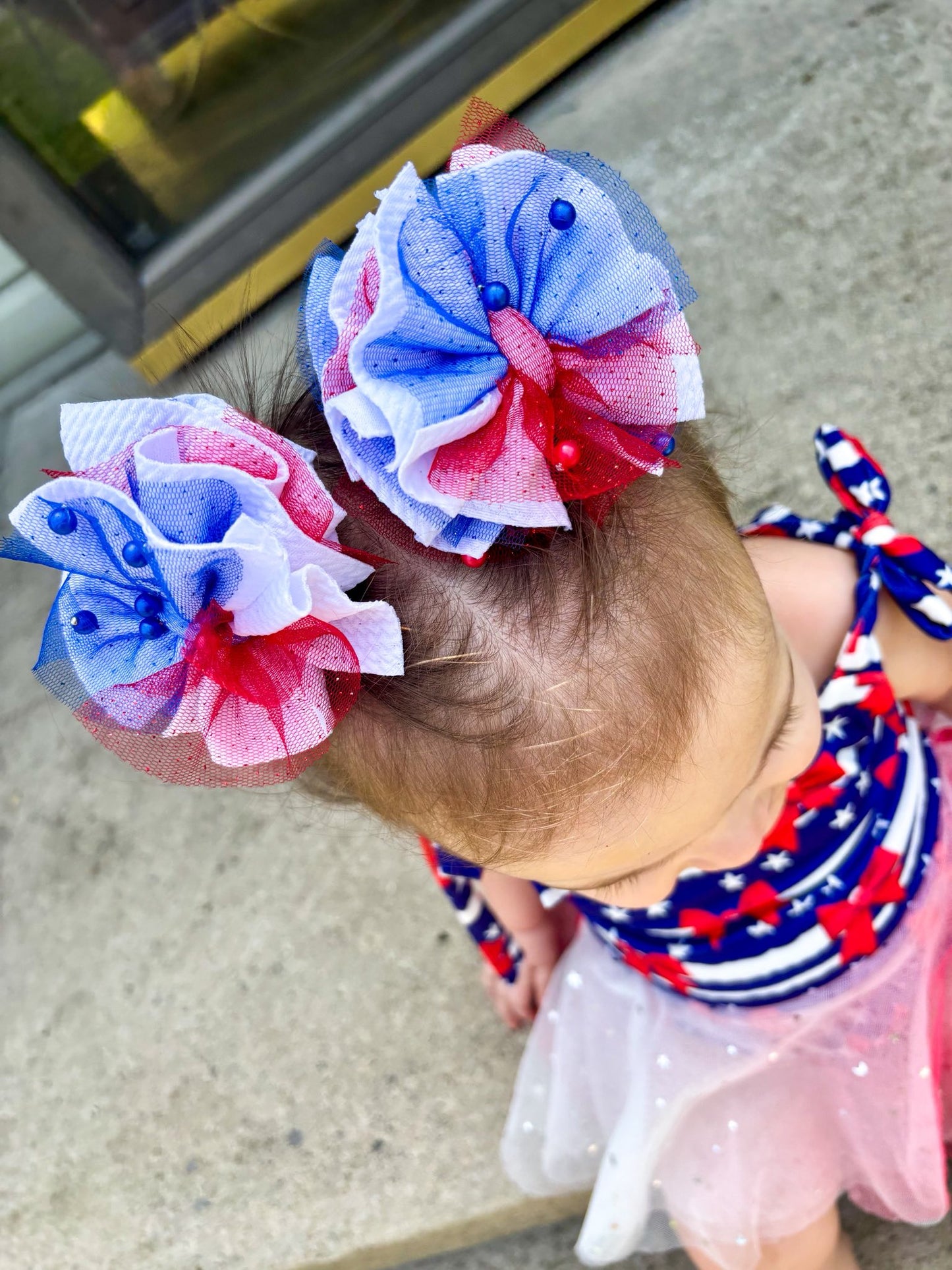 Red, White & Blue Pearl Mesh Scraps