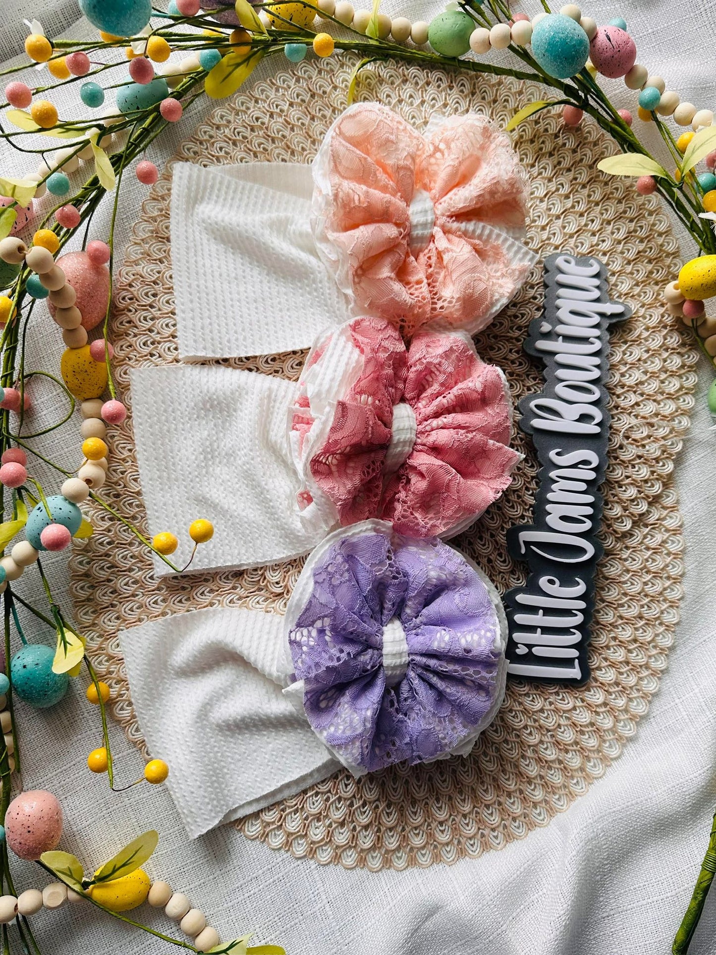 White Ribbed with Lace Scrap Wrap/Scrap Piggies