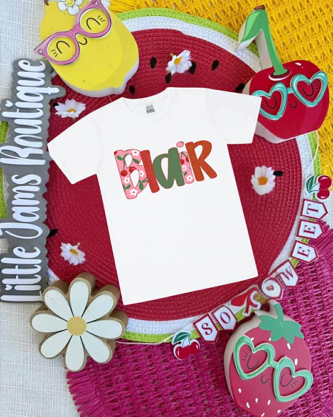 Cherry Name Romper/T-Shirt with Matching Bow
