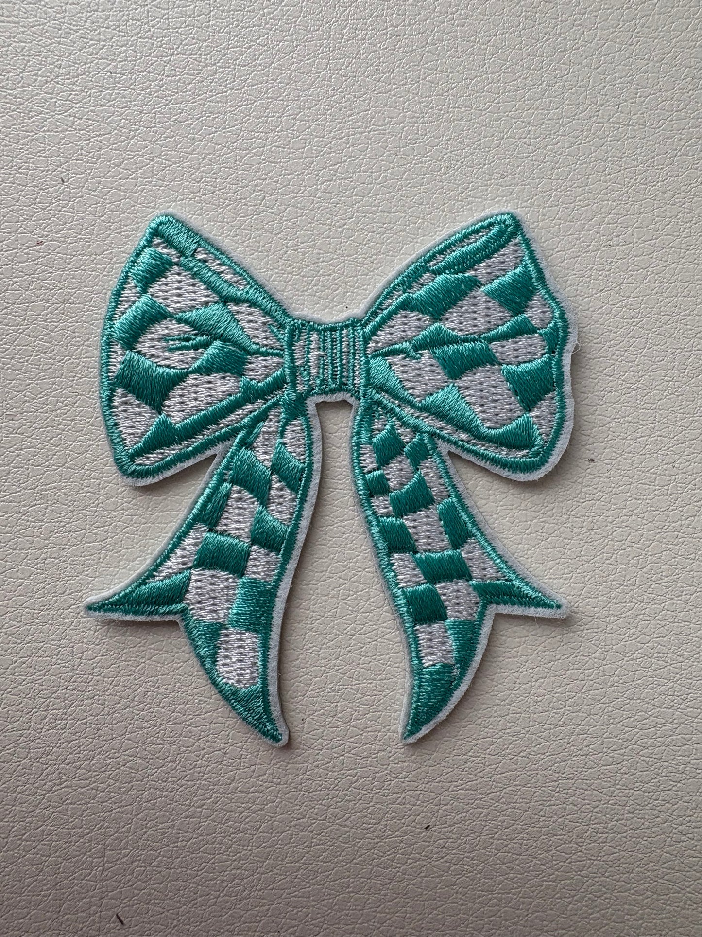 Light Blue Checkered Bow Patch