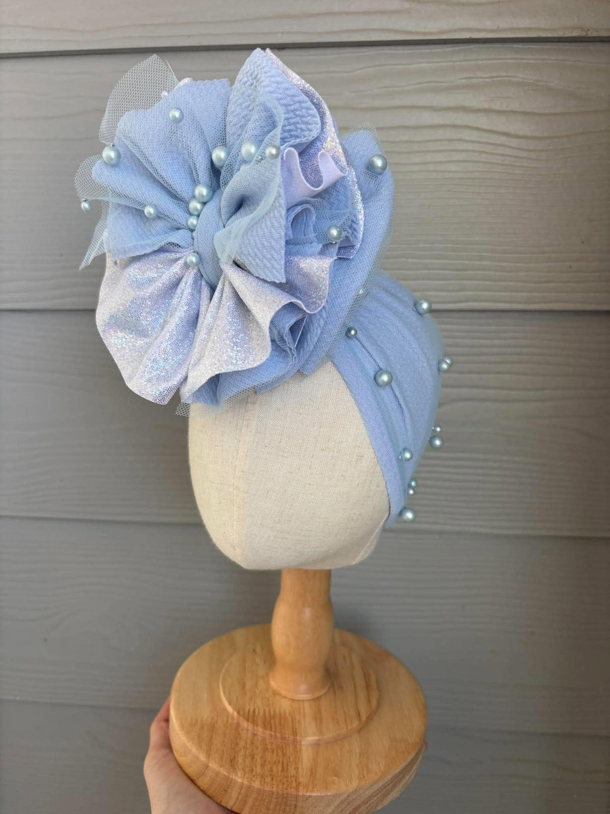 Baby Blue and Silver Shimmer Mixed with Baby Blue Pearl Mesh