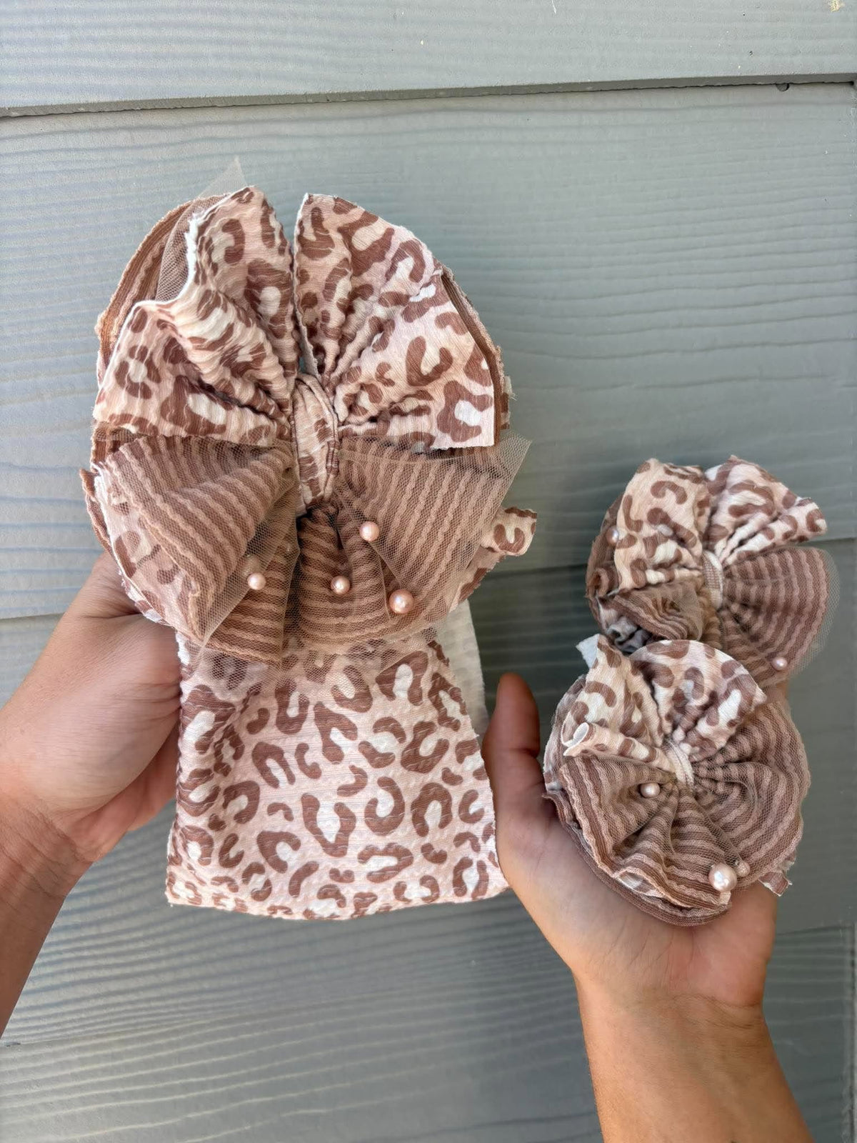 Fall Leopard Ribbed and Hershey Ribbed Mixed with Champagne Pearl