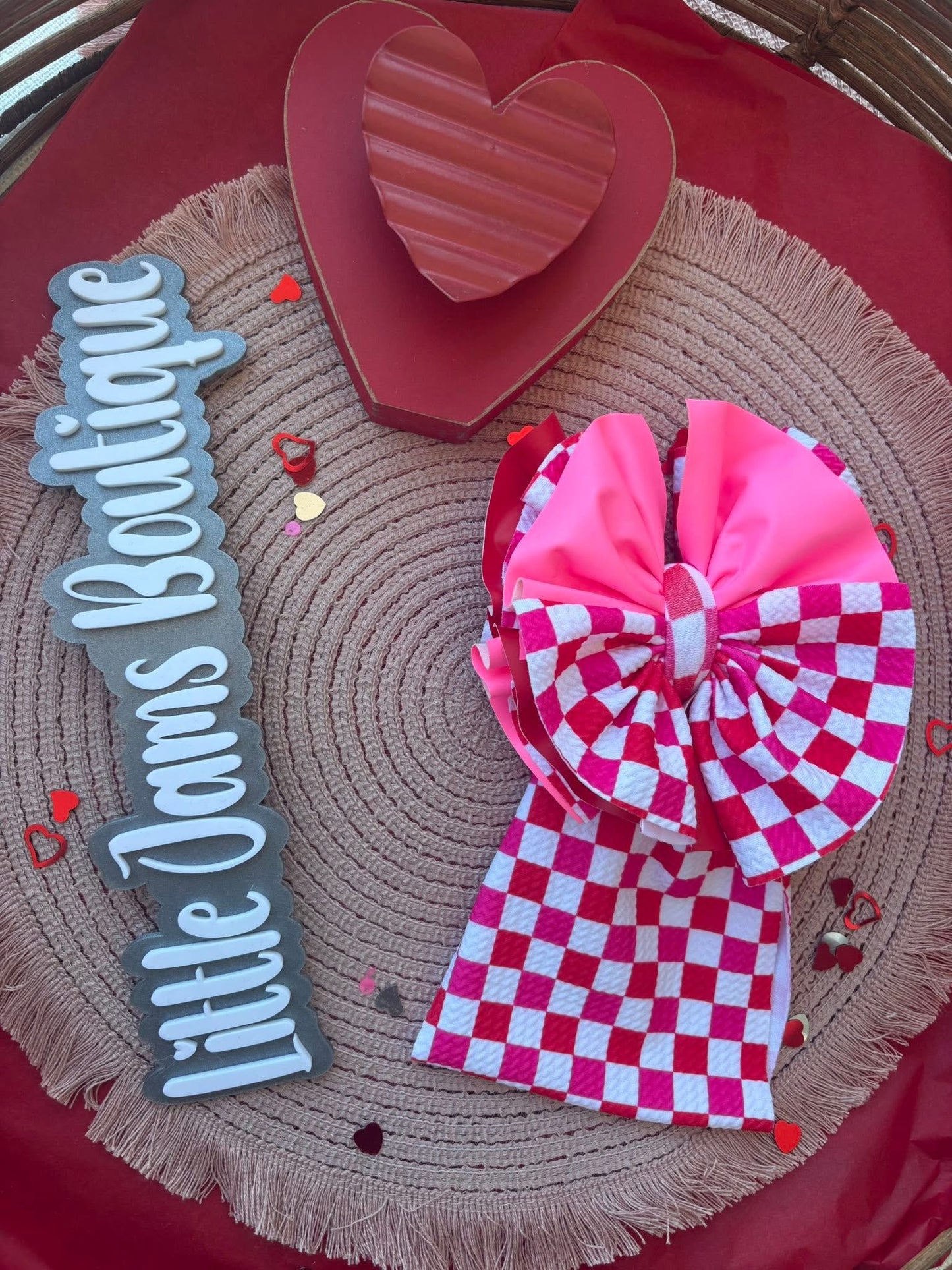 Valentines Checkered Mix with Pleather Scrap Wrap/ Scrap piggies
