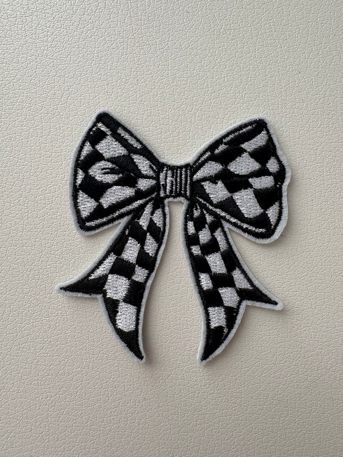 Black Checkered Bow Patch