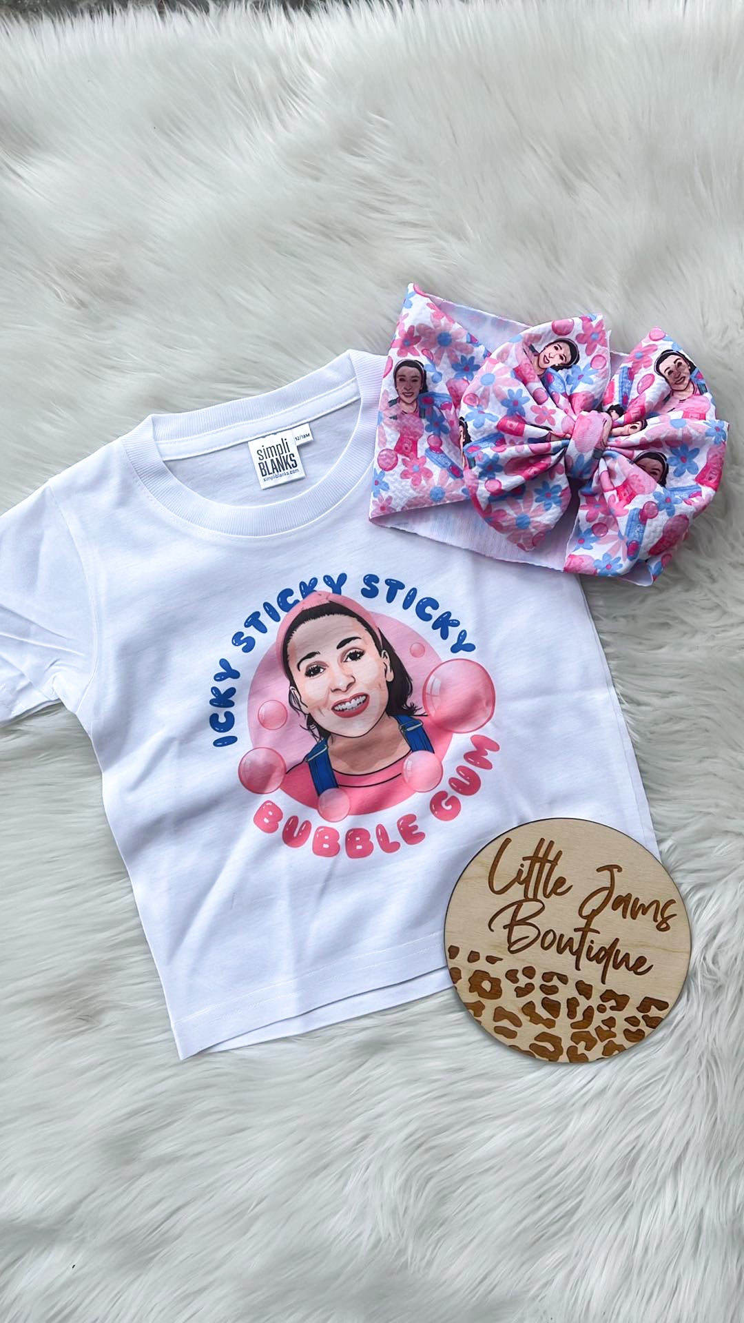 Icky Sticky Bubblegum and Bow T-Shirt/Romper