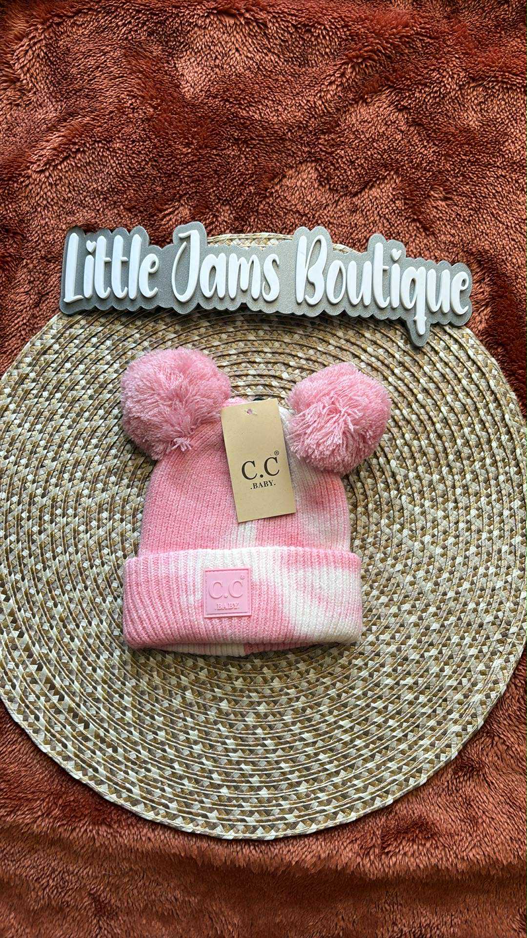 Pink Tye dye Baby PomPom Beanies