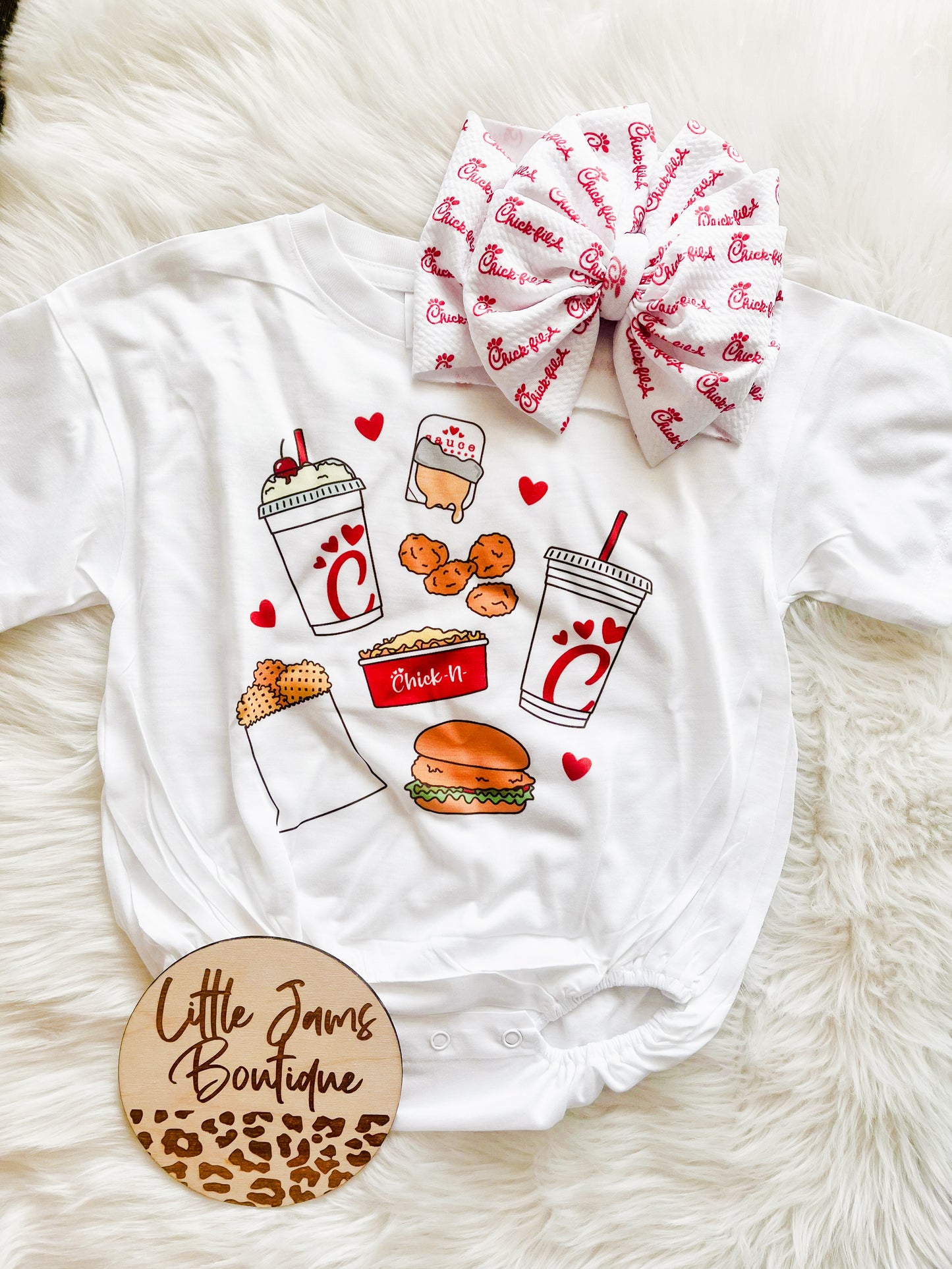 Chic fil a with matching Bow T-Shirt/Romper