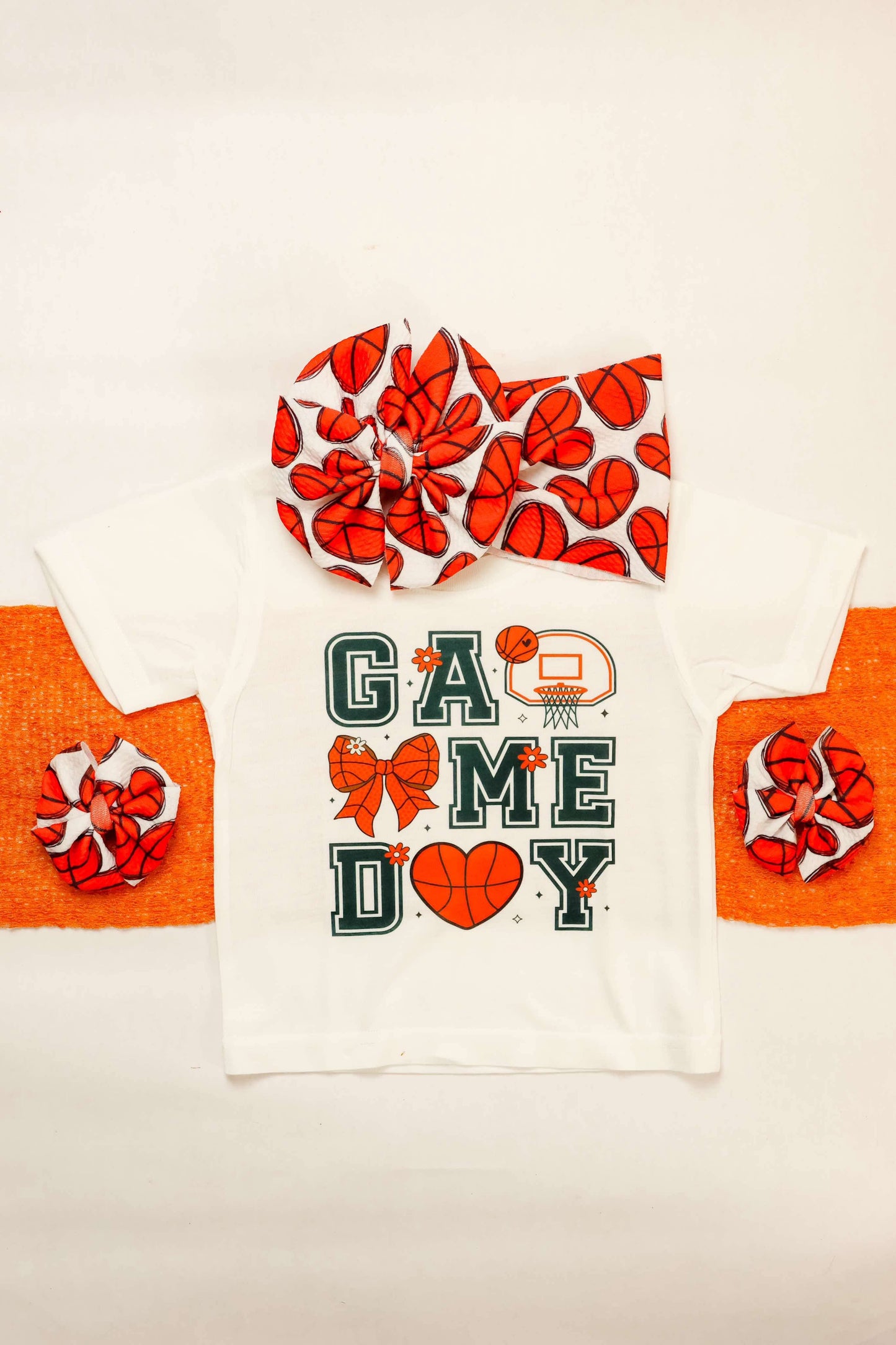 Basketball Game Day Romper/T-Shirt W/ matching Bow
