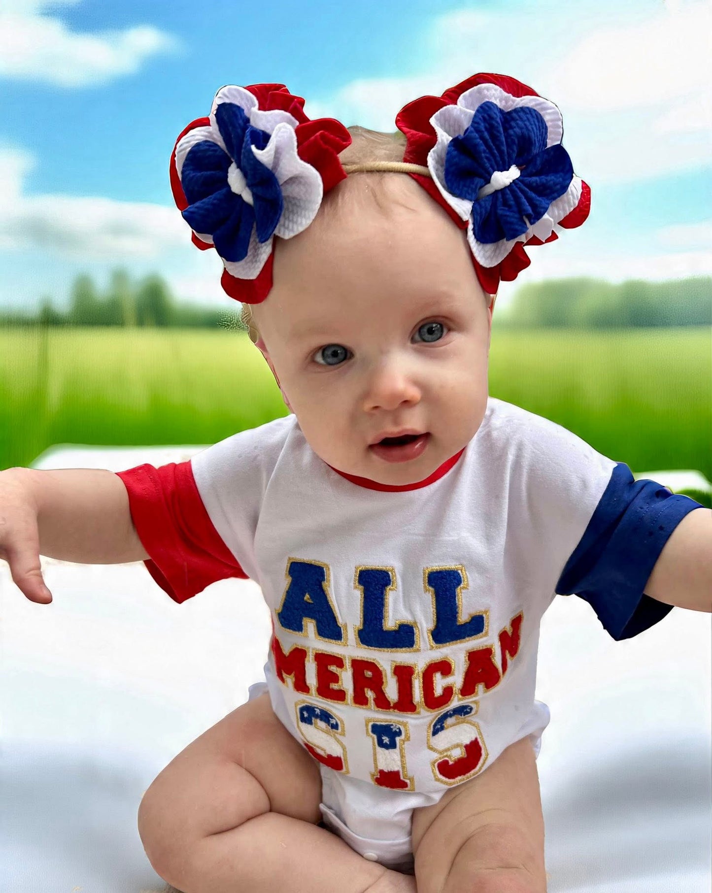 Red, White & Blue Flower Piggies