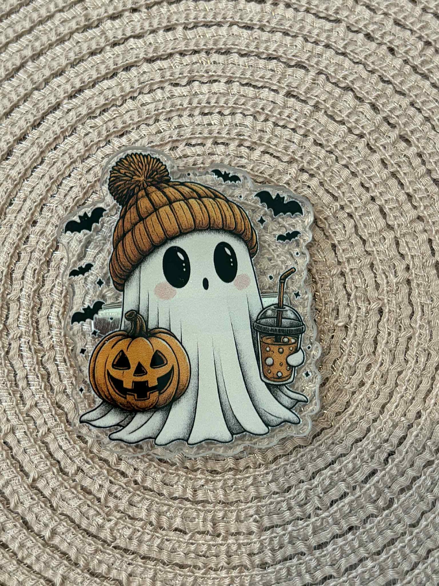 Pumpkin Spice Ghost Bow Clip