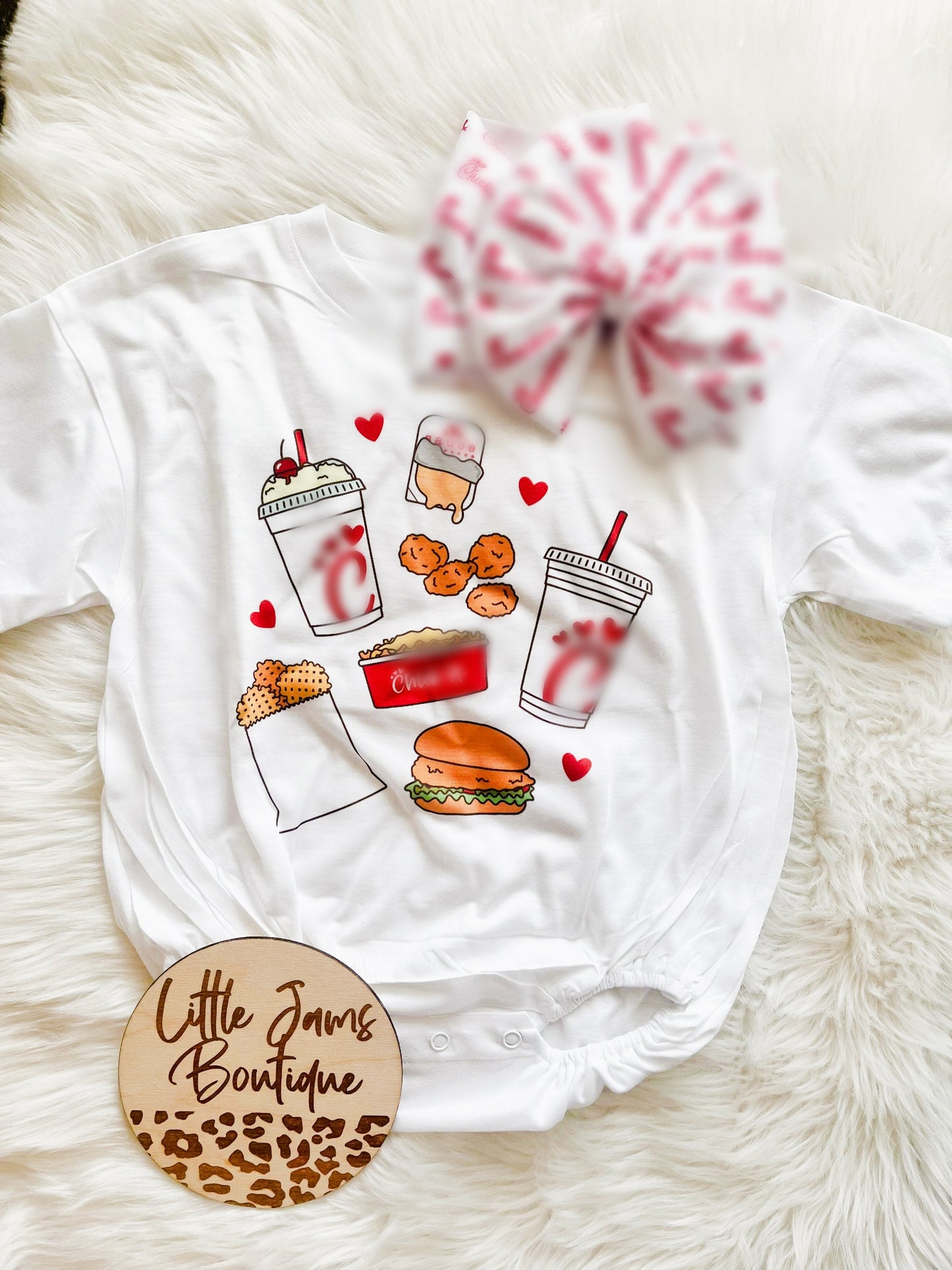 Chic fil a with matching Bow T-Shirt/Romper