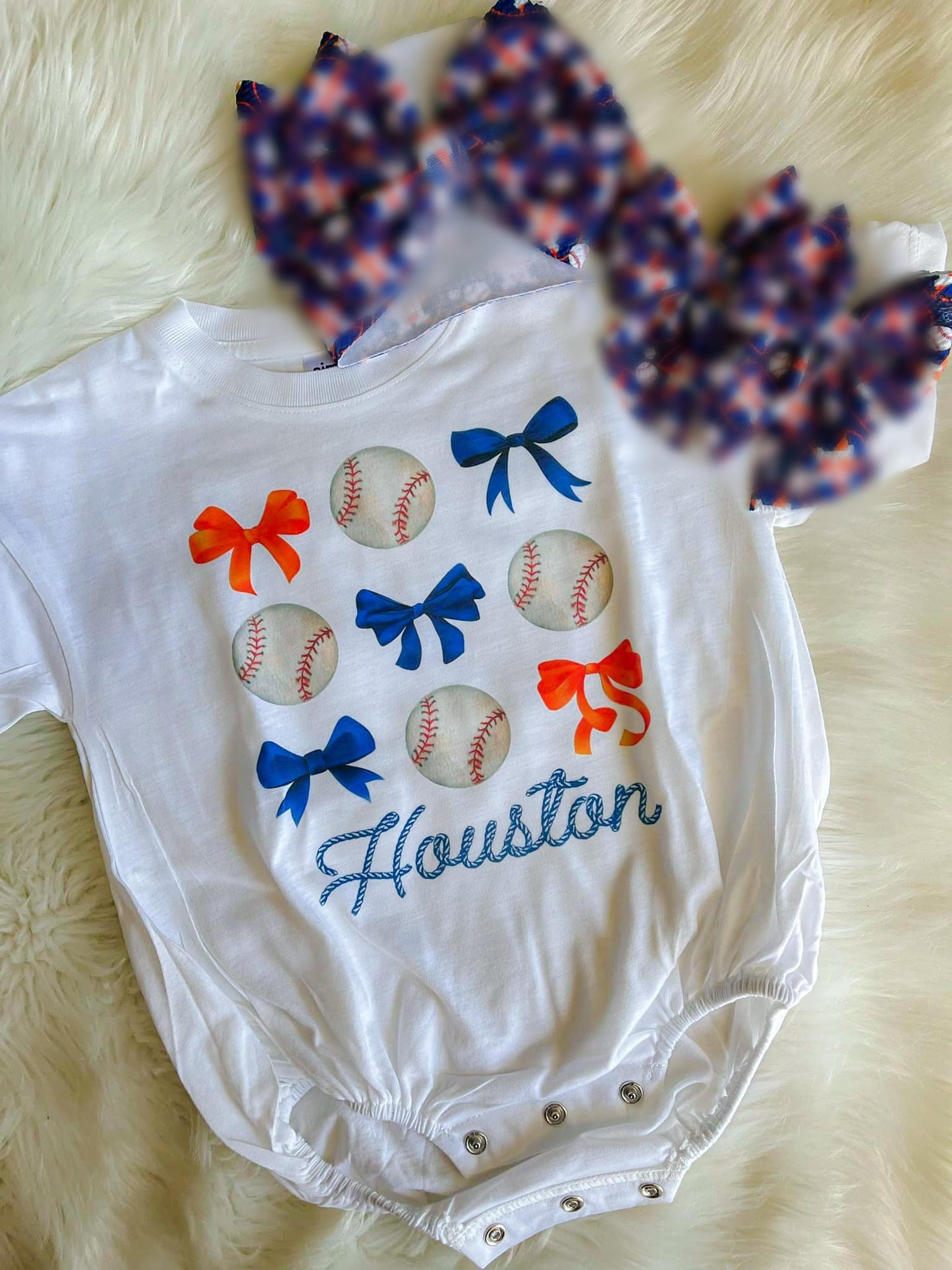 Houston Astros Romper/T-Shirt with Matching Bow