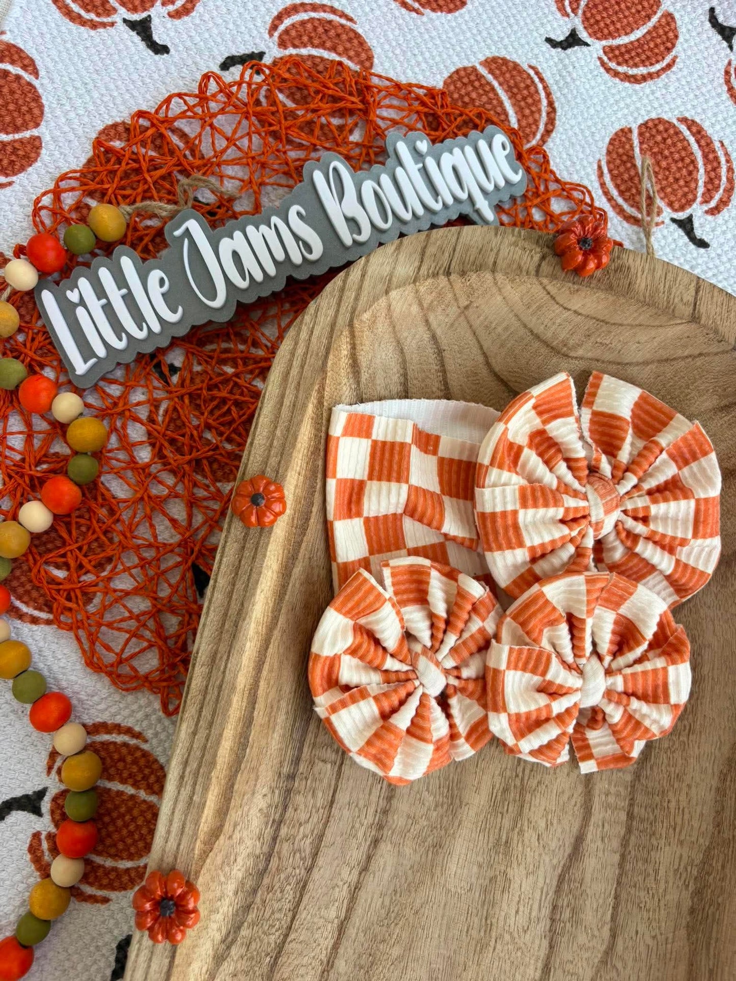 Orange Checkered Ribbed