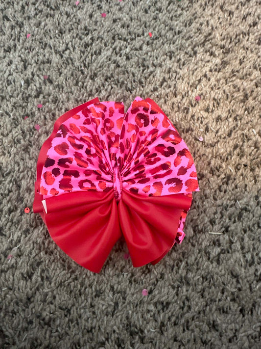 Red Shiny Leopard Mix with Red Pleather Scrap Clip