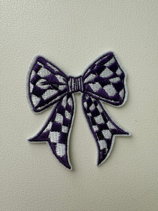 Purple Checkered Bow Patch