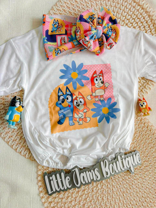 Bluey Romper/T-Shirt with Matching Bow