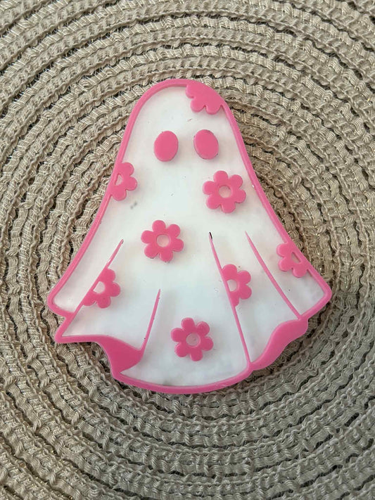 Pink Ghost Bow Clip