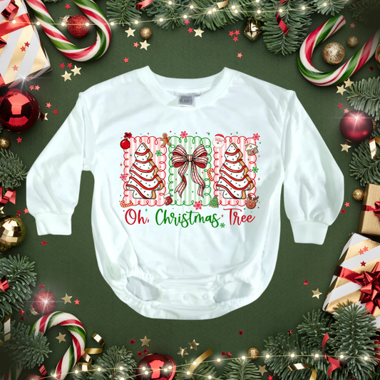 Oh Christmas Tree Romper/T-Shirt with Matching Bow