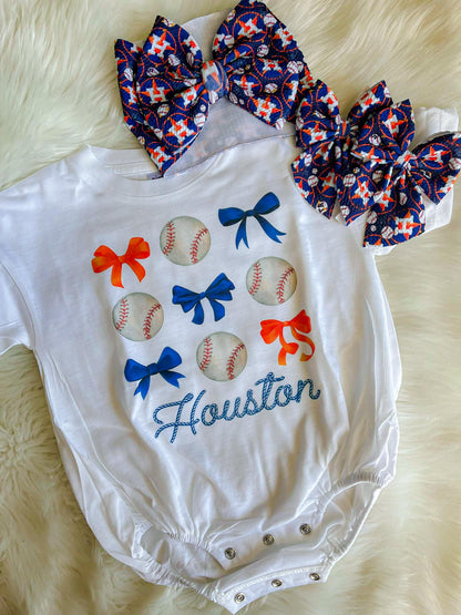 Houston Astros Romper/T-Shirt with Matching Bow