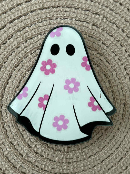Floral Ghost Bow Clip