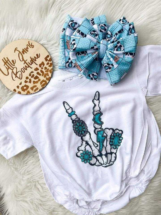 Turquoise Lover & Bow T-shirt/Romper