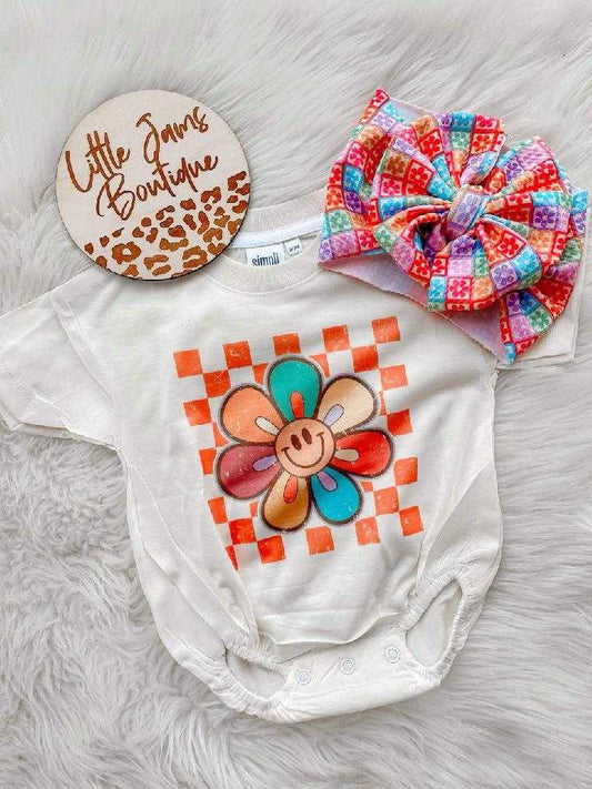 Rainbow Flower & Flower Bow T-shirt/Romper