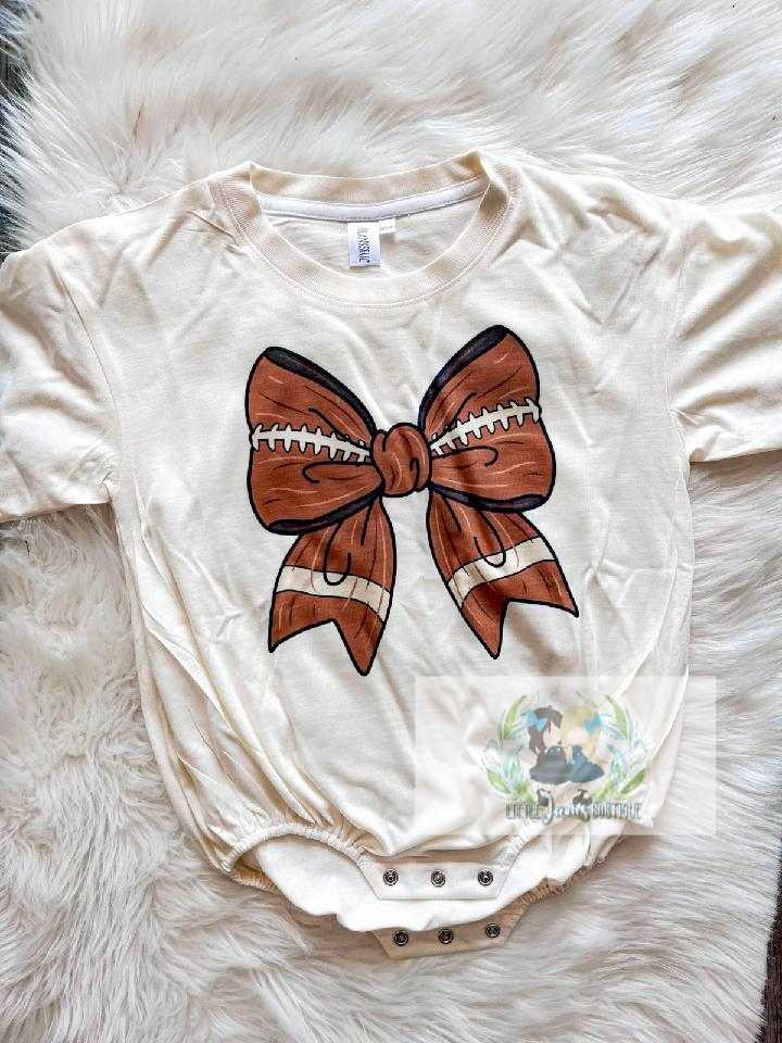 Football Bow With Matching Bow Tshirt/Romper