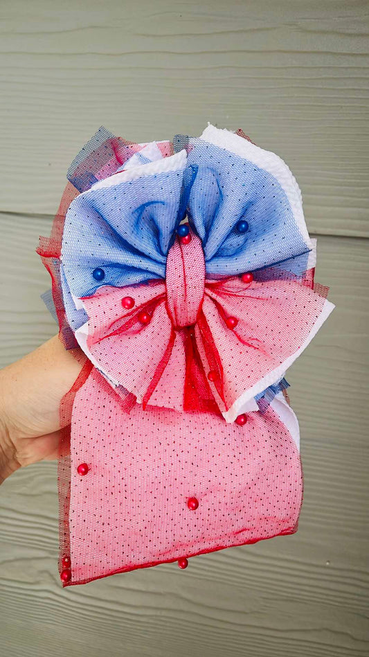 Red, White & Blue Pearl Mesh Scraps