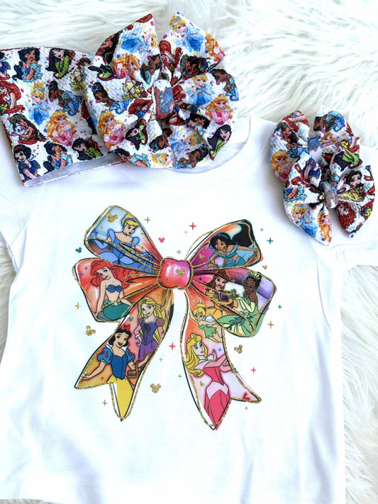 Princess Bow Romper/T-Shirt with Matching Bow