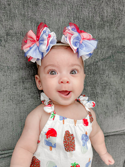 Red, White & Blue Pearl Mesh Scraps