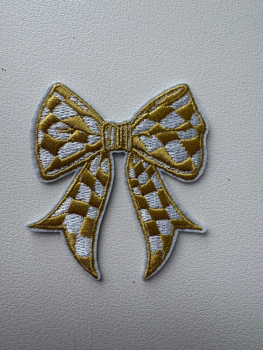 Gold Checkered Bow Patch