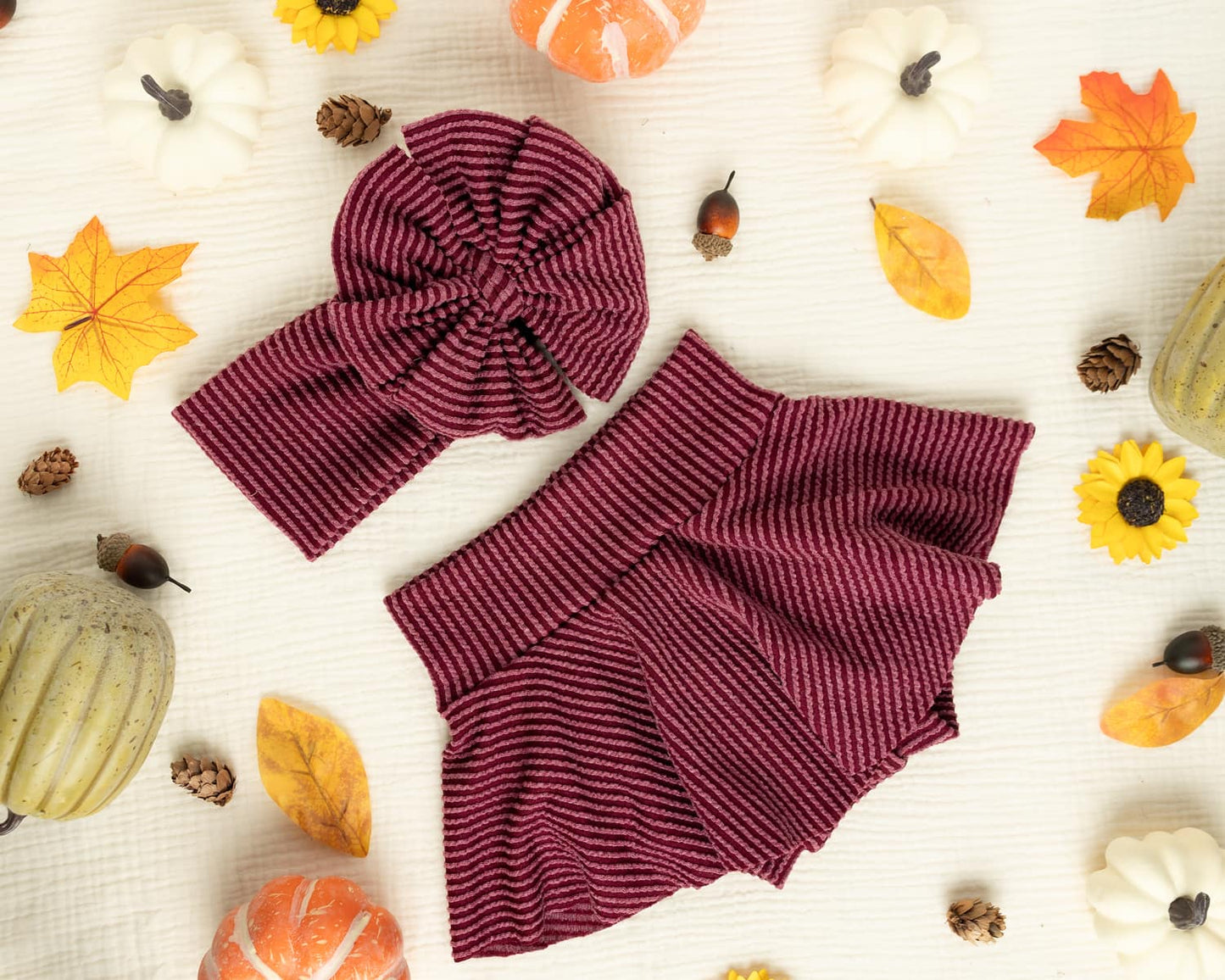 Burgundy Ribbed Skirted Bummies