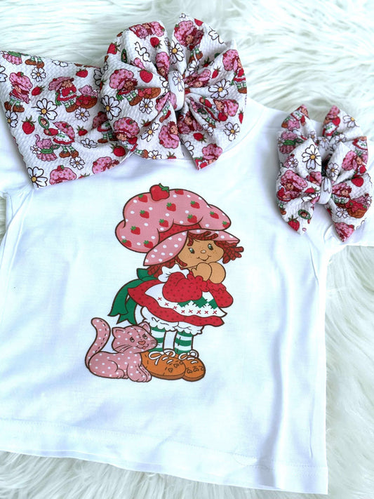 Strawberry Shortcake Romper/T-Shirt with Matching Bow