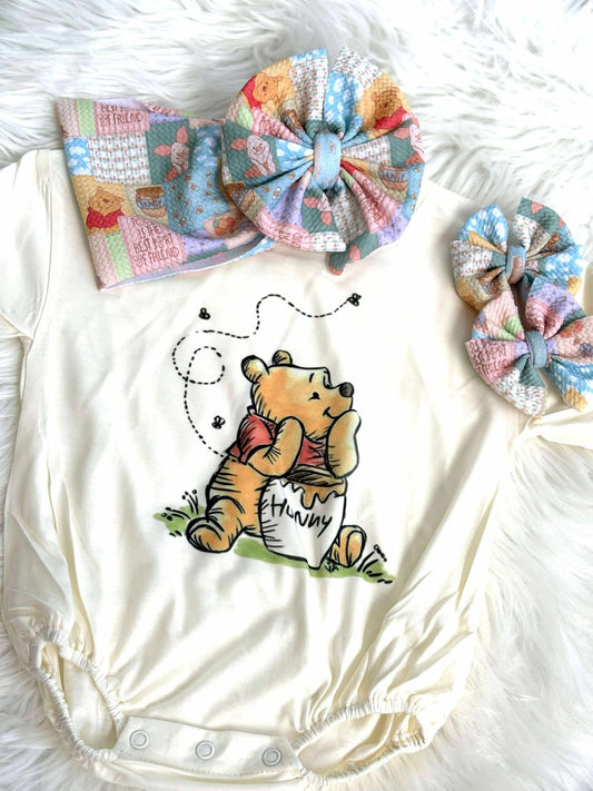 Hunny Romper/T-Shirt with Matching Bow
