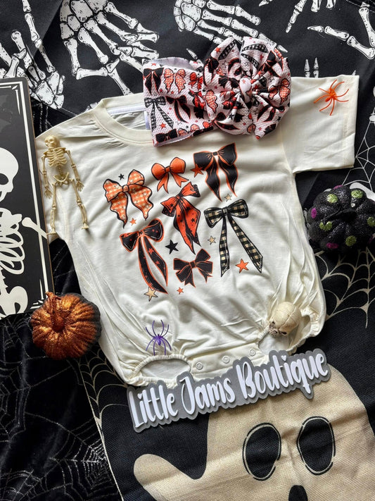 Halloween Bows Romper/T-Shirt with Matching Bow
