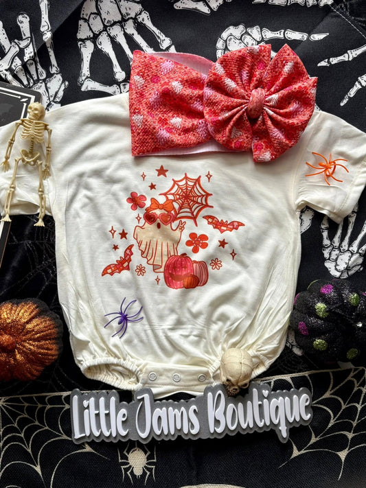 Groovy Ghosts Romper/T-Shirt with Matching Bow