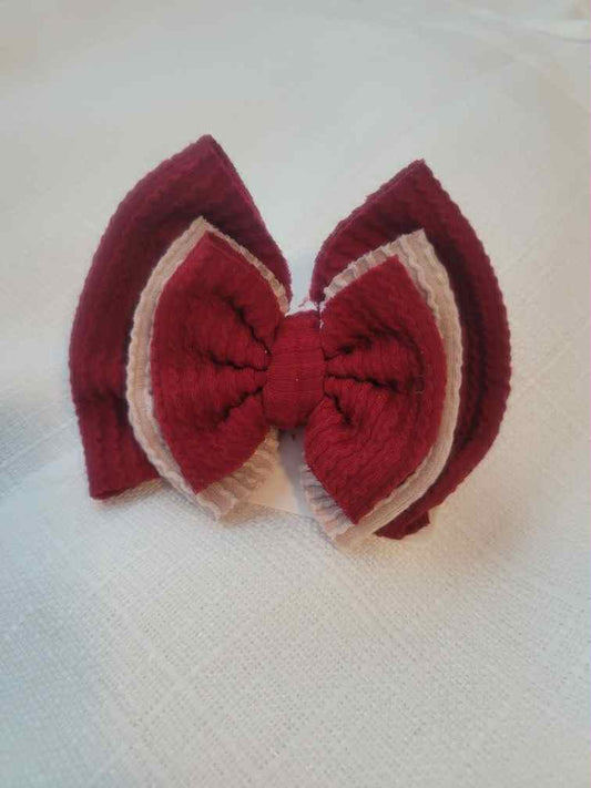 Red and Tan Ribbed Stacked Clip