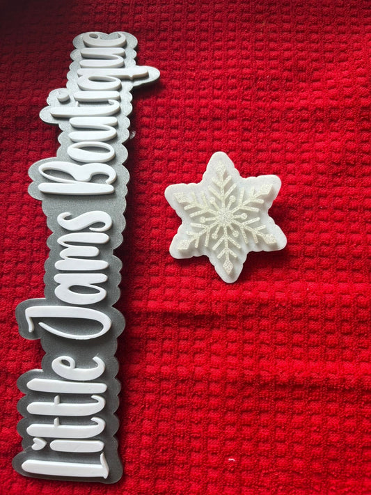 White Snow Flake Bow Clip - PREORDER