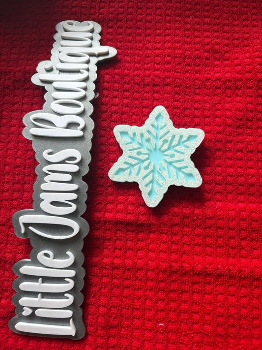 Blue Snow Flake Bow Clip - PREORDER