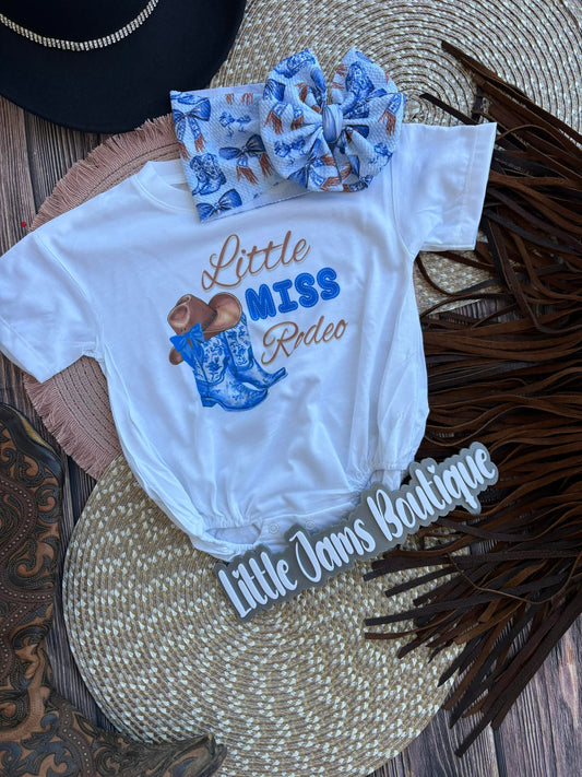 Little Miss Rodeo Romper/T-Shirt with Matching Bow