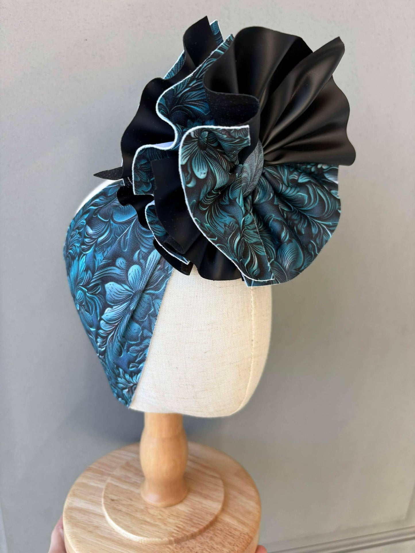 Jade Floral with Black Pleather Scrap Wrap/ Scrap piggies