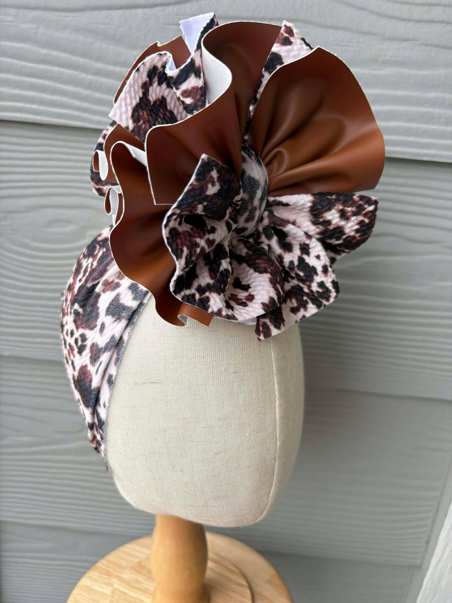 Brown Cowhide with Brown Pleather Scrap Wrap/ Scrap piggies