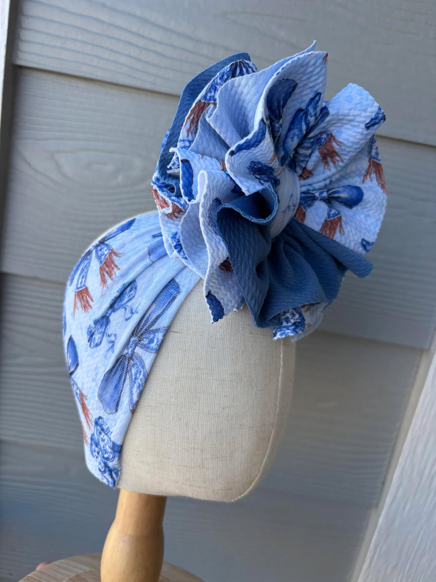 Blue Boots with Steel Blue Scrap Wrap/ Scrap piggies