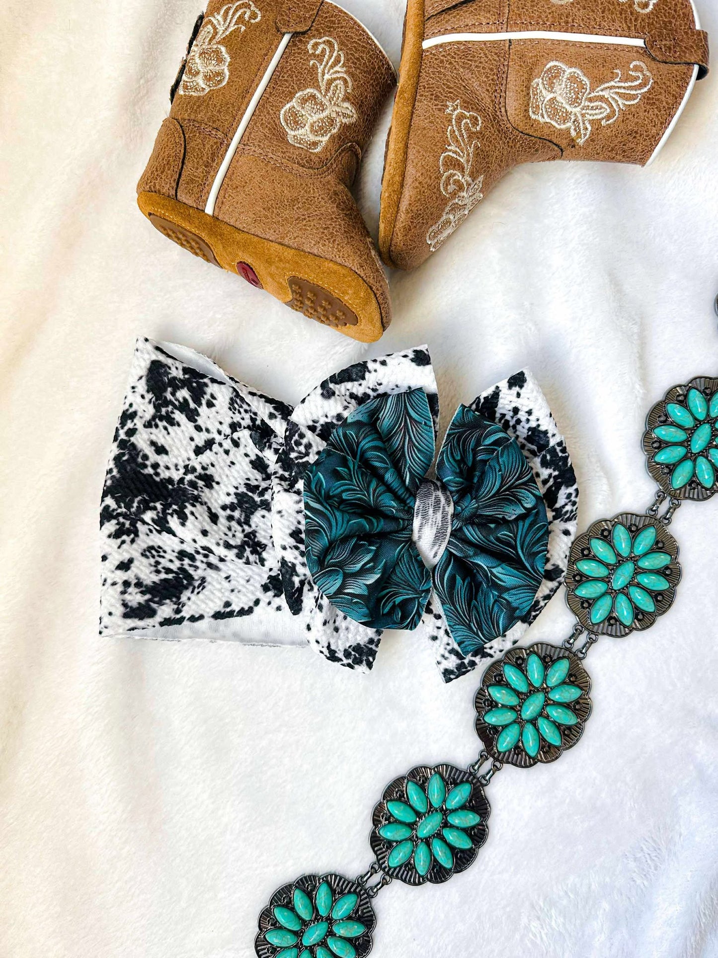 Jade Floral with Black Cowhide Scrap Wrap/ Scrap piggies