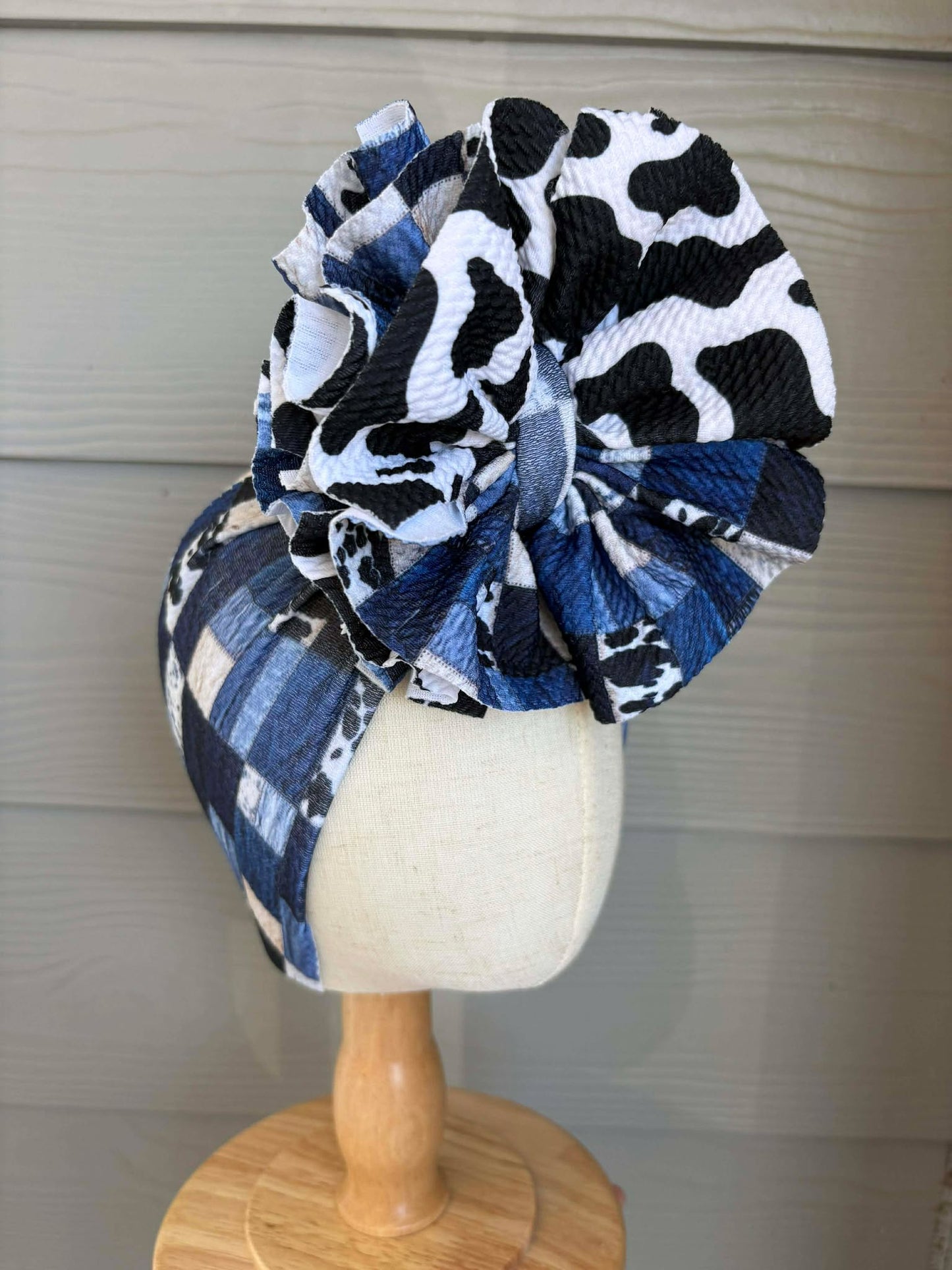 Blue Jean Patchwork with Cow Print Scrap Wrap/ Scrap piggies