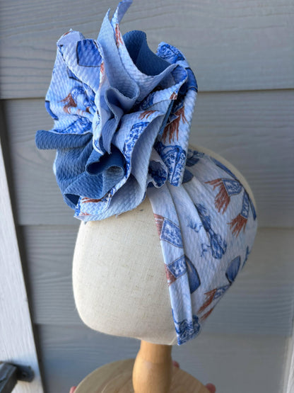 Blue Boots with Steel Blue Scrap Wrap/ Scrap piggies