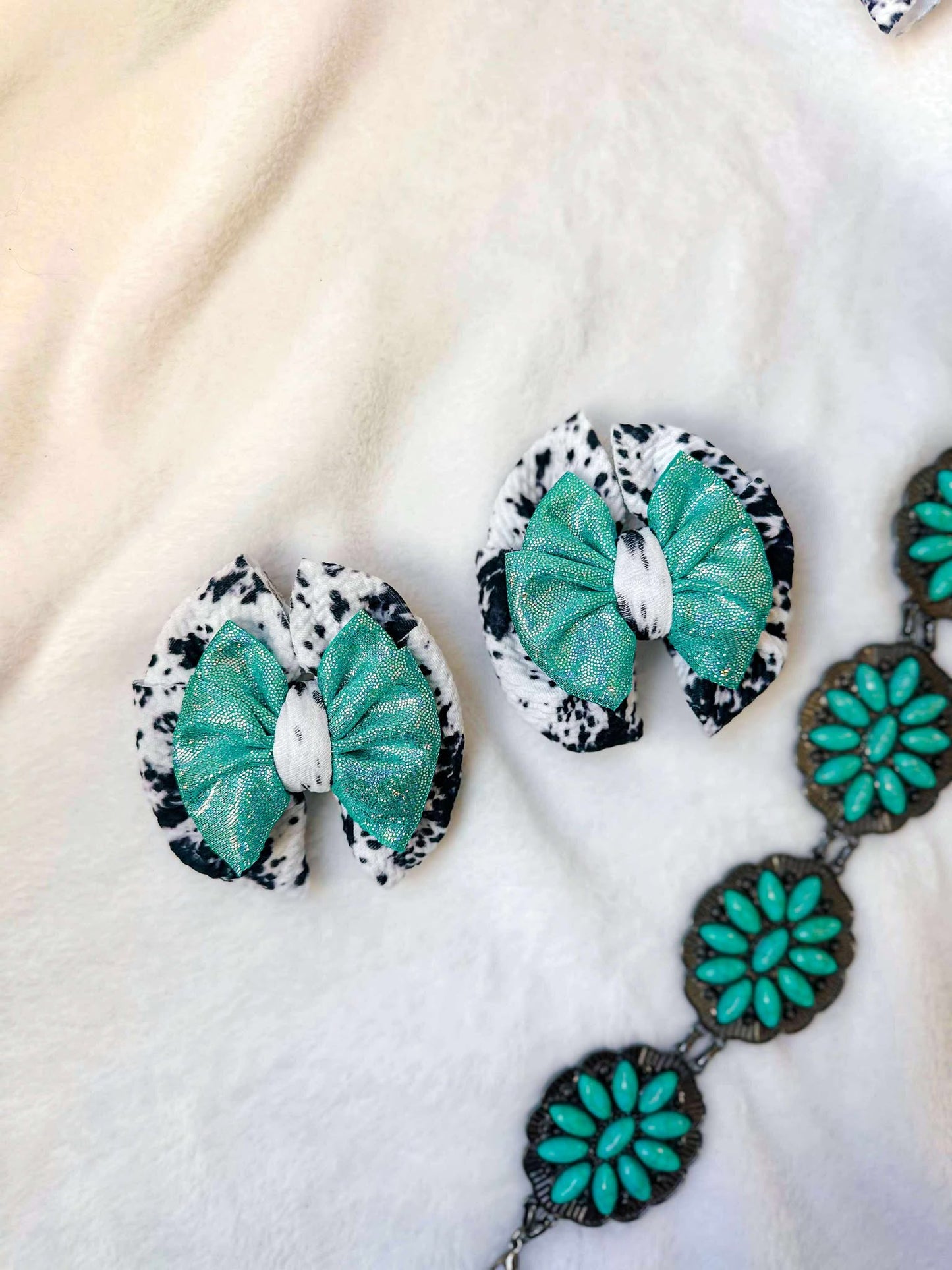 Black Cowhide with Jade Shimmer Scrap Wrap/ Scrap piggies