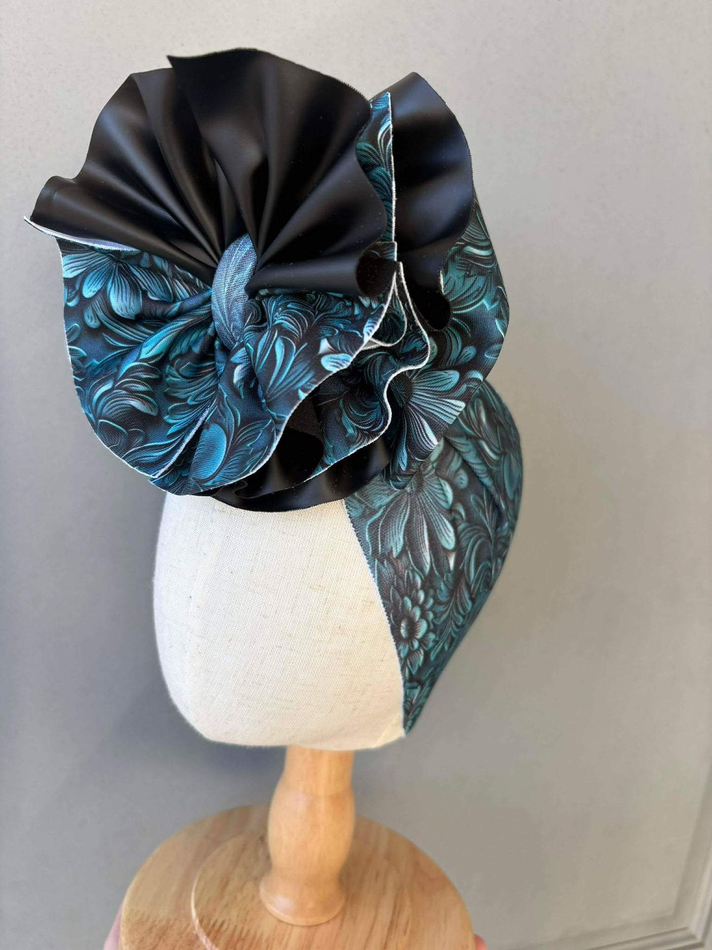 Jade Floral with Black Pleather Scrap Wrap/ Scrap piggies